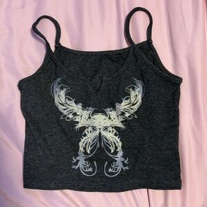 Women's Gray Tank Top with White and Gray Design